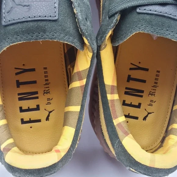 Puma X Fenty Rihanna Cleated Creeper Green Yellow Suede Platform Shoes Women's 8 - Picture 10 of 13